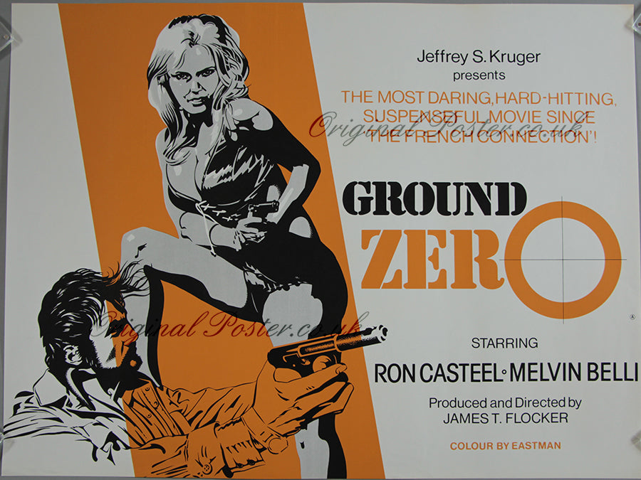 Vintage movie poster for 'Ground Zero' with stylized artwork and text.