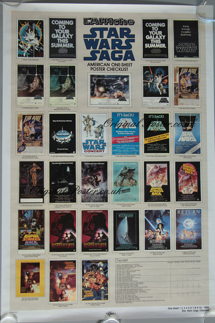 Star Wars Saga Checklist from Killian enterprises