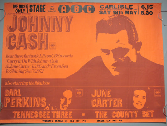 Johnny Cash Carl Perkins and June Carter Live ABC Carlisle Concert Poster 18th May 1968