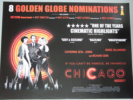 Chicago (2002) – Original UK Quad Film Poster – Golden Globe Nominations