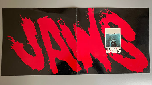 Jaws movie poster with red text on a black background